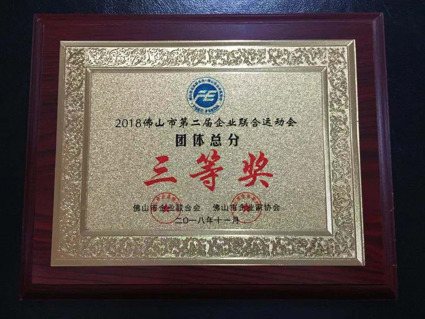 2018年佛山市第二屆企業(yè)聯(lián)合運(yùn)動會-團(tuán)體總分 三等獎
